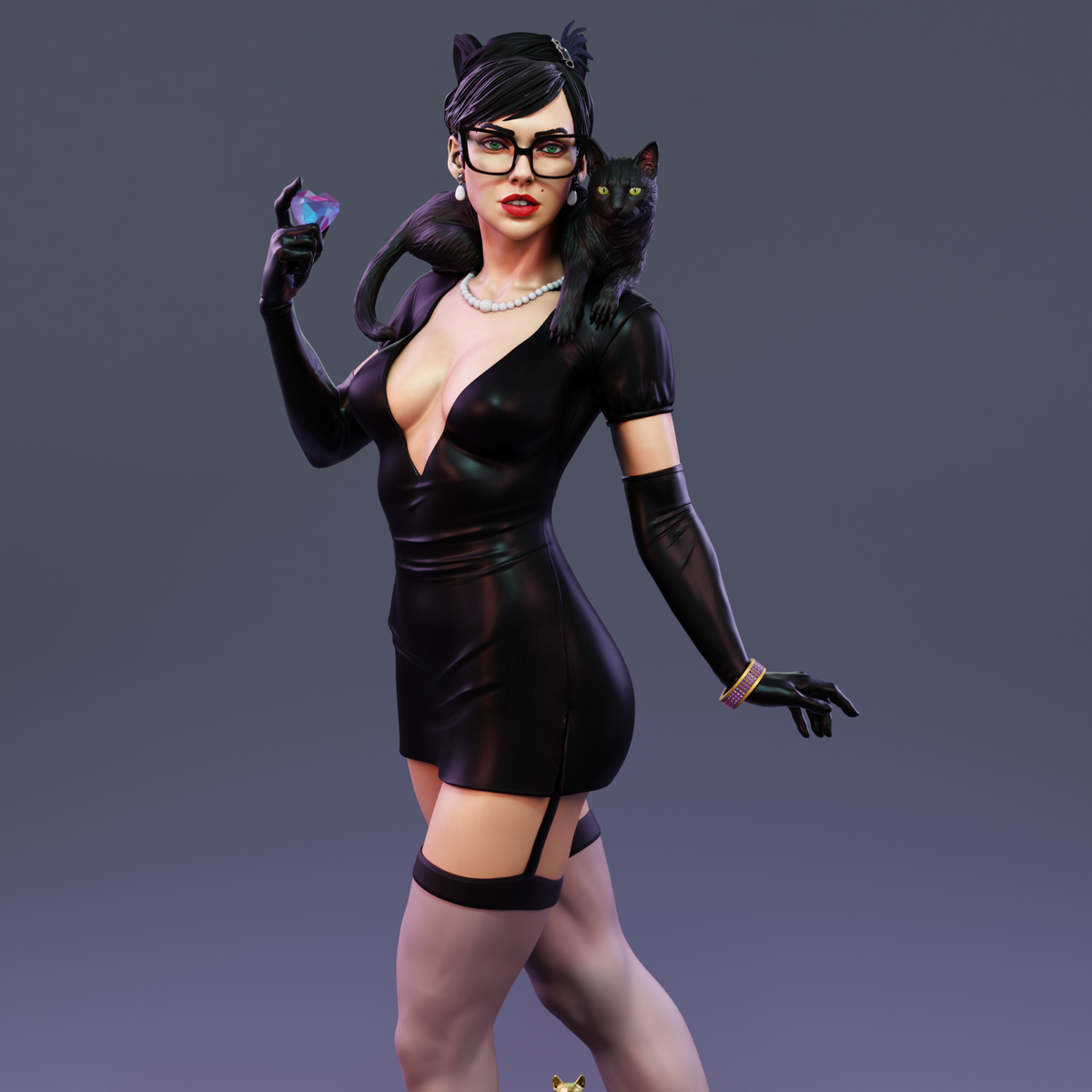 Catwoman Bombshell Sculpture (75mm to 500mm) - Unassembled/Unpainted/3D Print