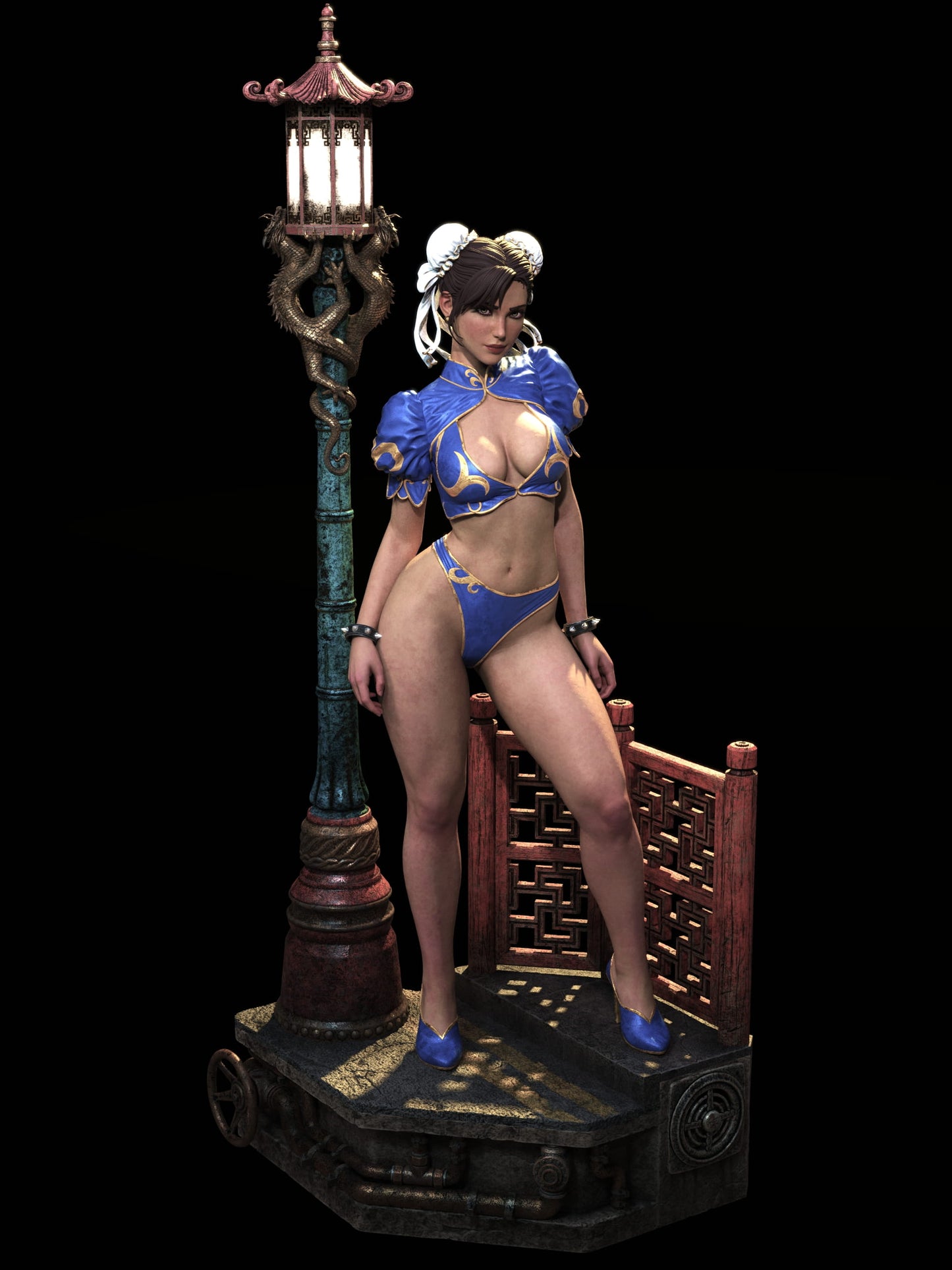 Chun Li Sculpture (75mm to 500mm) - Unassembled/Unpainted/3D Print