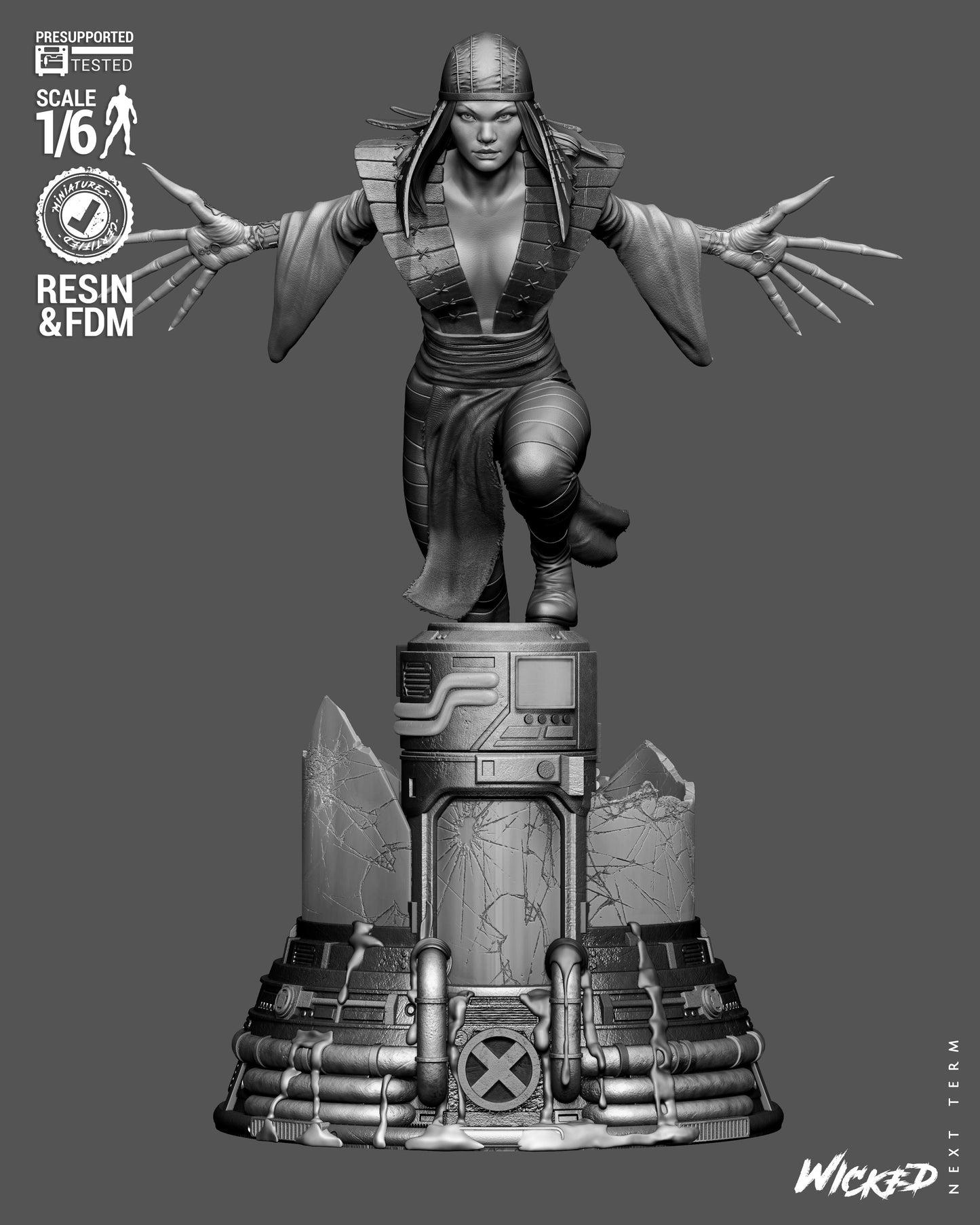 Lady Deathstrike Sculpture(75mm to 500mm) - Unassembled/Unpainted/3D Print