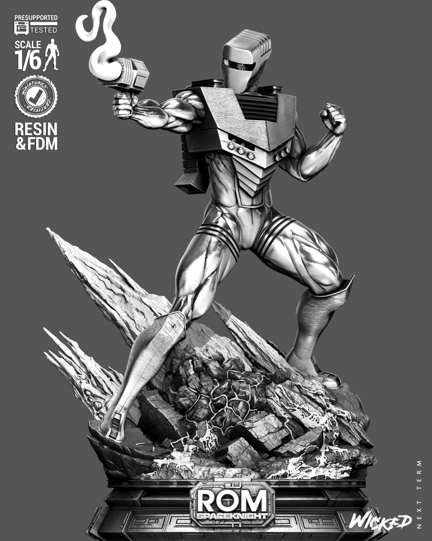 ROM Spaceknight Sculpture (75mm to 500mm) - Unassembled/Unpainted/3D Print