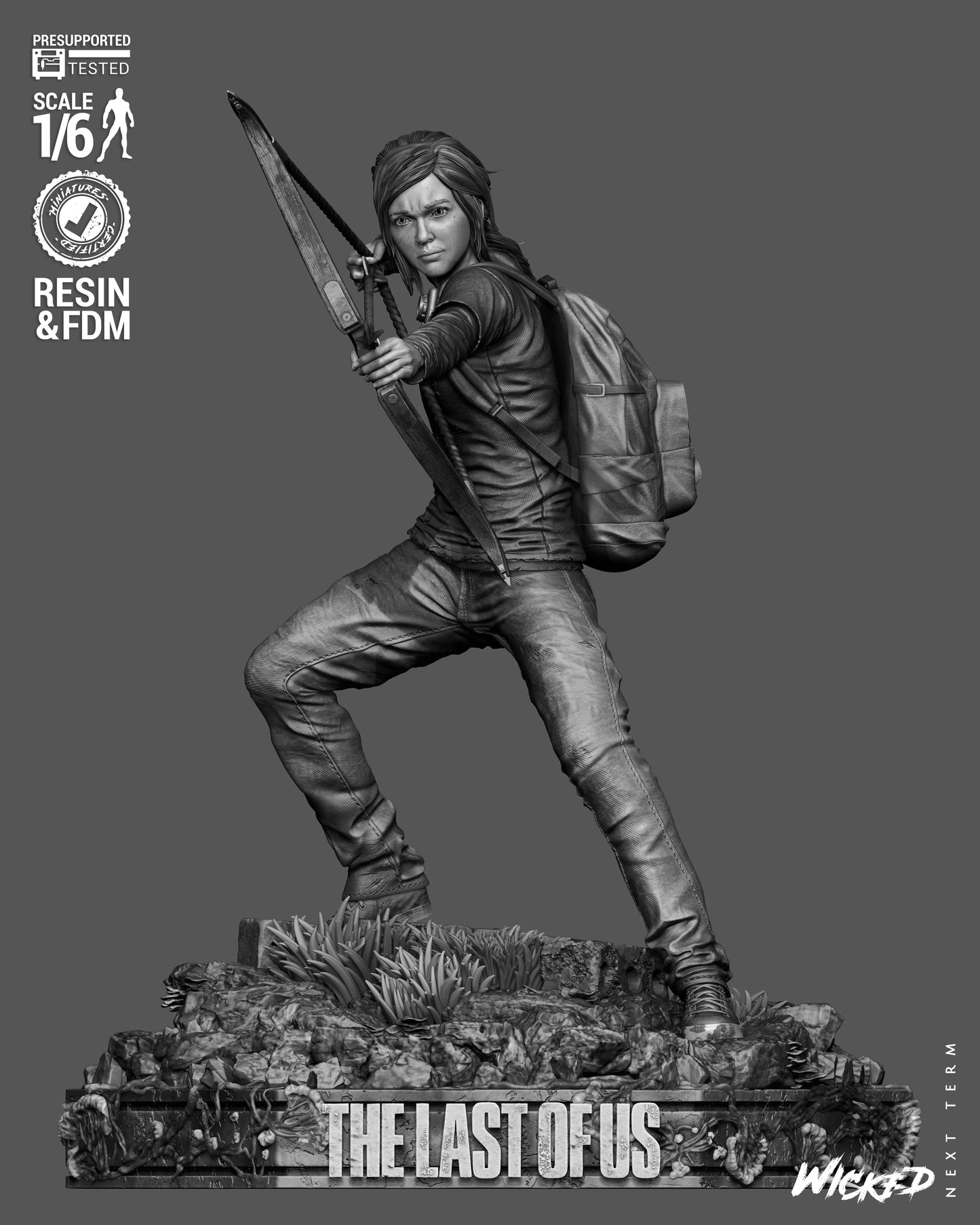 Ellie: The Last of US Sculpture (75mm to 500mm) - Unassembled/Unpainted/3D Print