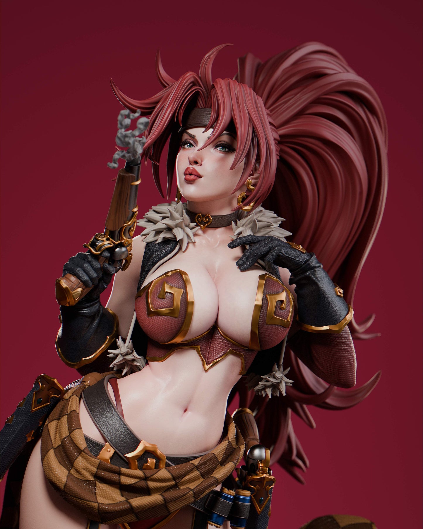 Red Monika Sculpture (75mm to 500mm) - Unassembled/Unpainted/3D Print