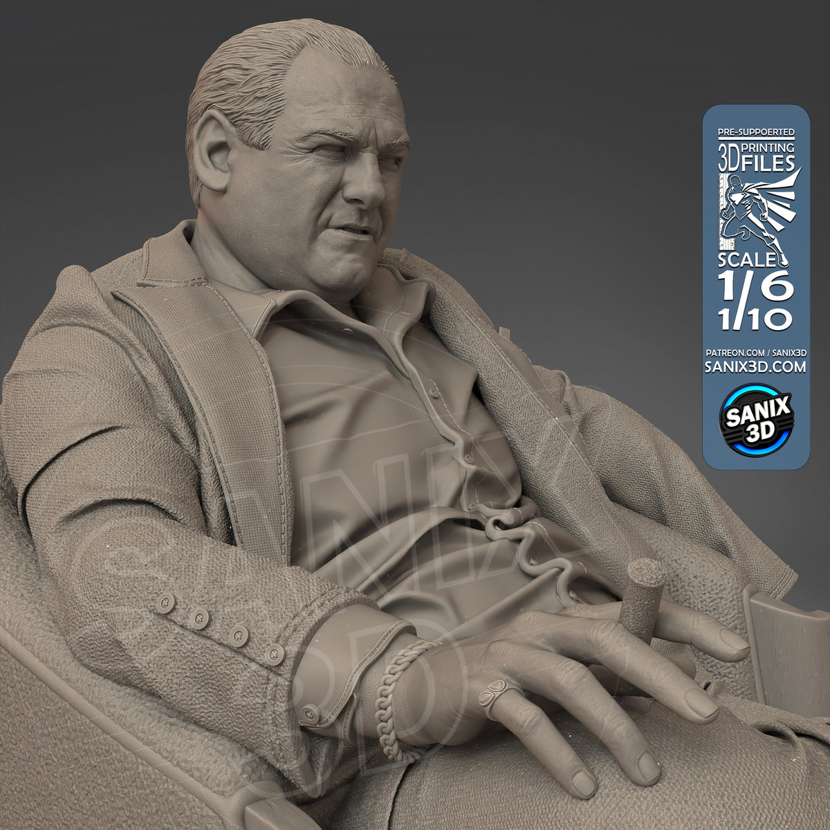Tony Soprano Sculpture (75mm to 500mm) - Unassembled/Unpainted/3D Print