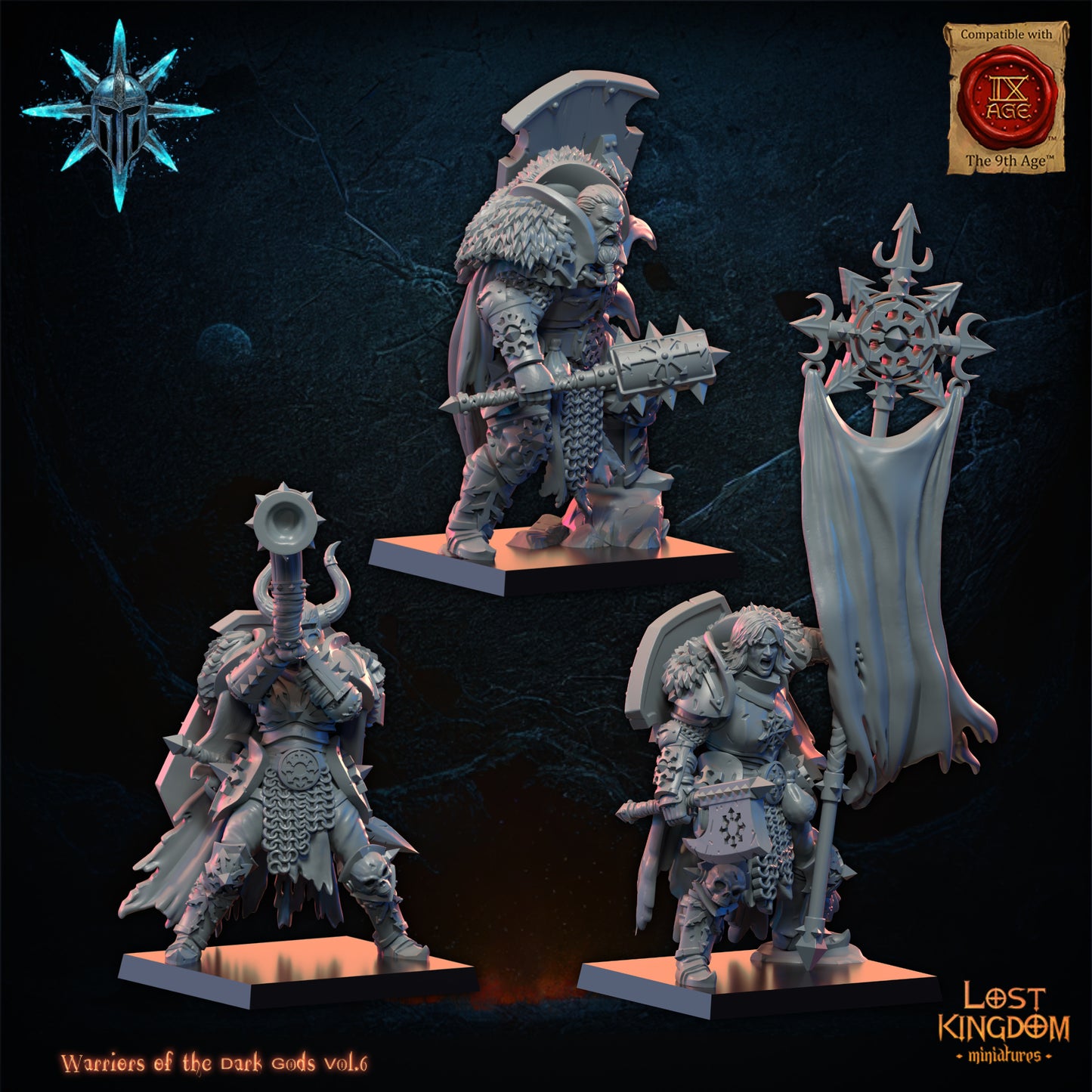 Dark Warriors CG (x3) - Warriors of the Dark Gods - Chaos Warriors - TTRPG - Wargaming - Dungeons and Dragons