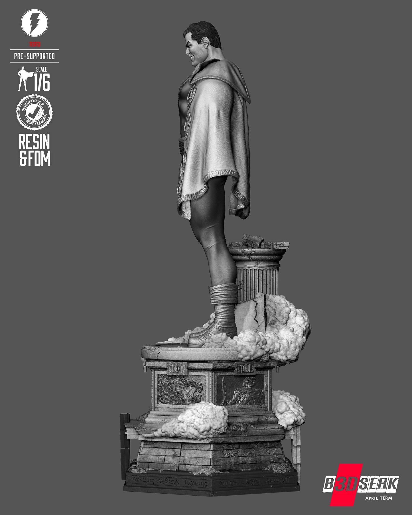 Classic Shazam Sculpture (75mm to 500mm) - Unassembled/Unpainted/3D Print