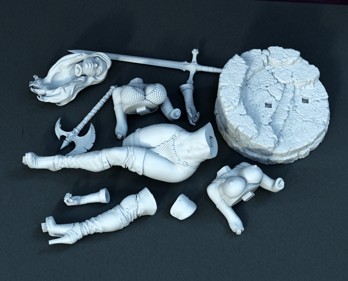 Red Sonja SFW/NSFW Sculpture (75mm to 500mm) - Unassembled/Unpainted/3D Print
