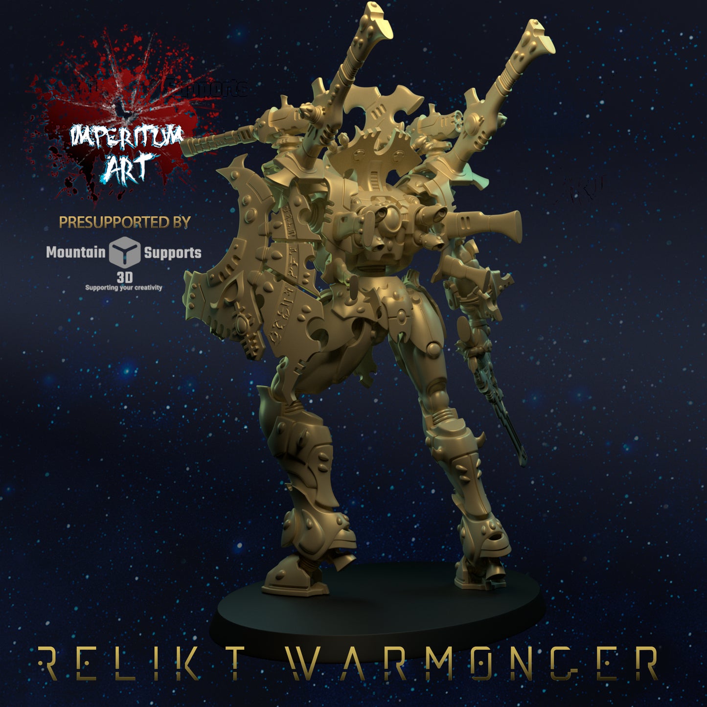 Relikt Warmonger Titan/ Construct/Wargaming/GrimDark/ Compatible with Warhammer 40K - by Imperium Art Miniatures- Tabletop RPG Miniature - Roleplaying 3D Printed Fantasy Mini