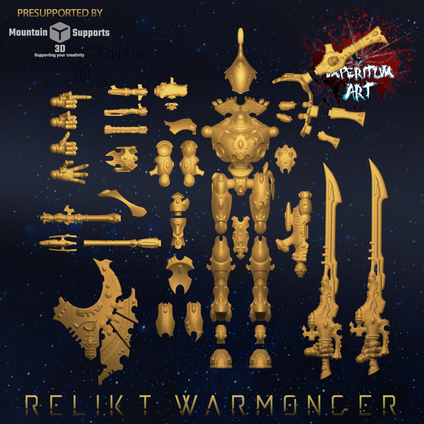 Relikt Warmonger Titan/ Construct/Wargaming/GrimDark/ Compatible with Warhammer 40K - by Imperium Art Miniatures- Tabletop RPG Miniature - Roleplaying 3D Printed Fantasy Mini