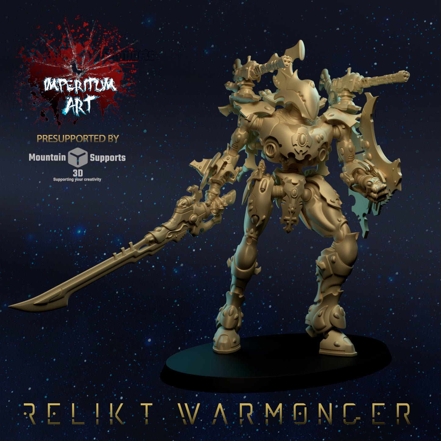 Relikt Warmonger Titan/ Construct/Wargaming/GrimDark/ Compatible with Warhammer 40K - by Imperium Art Miniatures- Tabletop RPG Miniature - Roleplaying 3D Printed Fantasy Mini