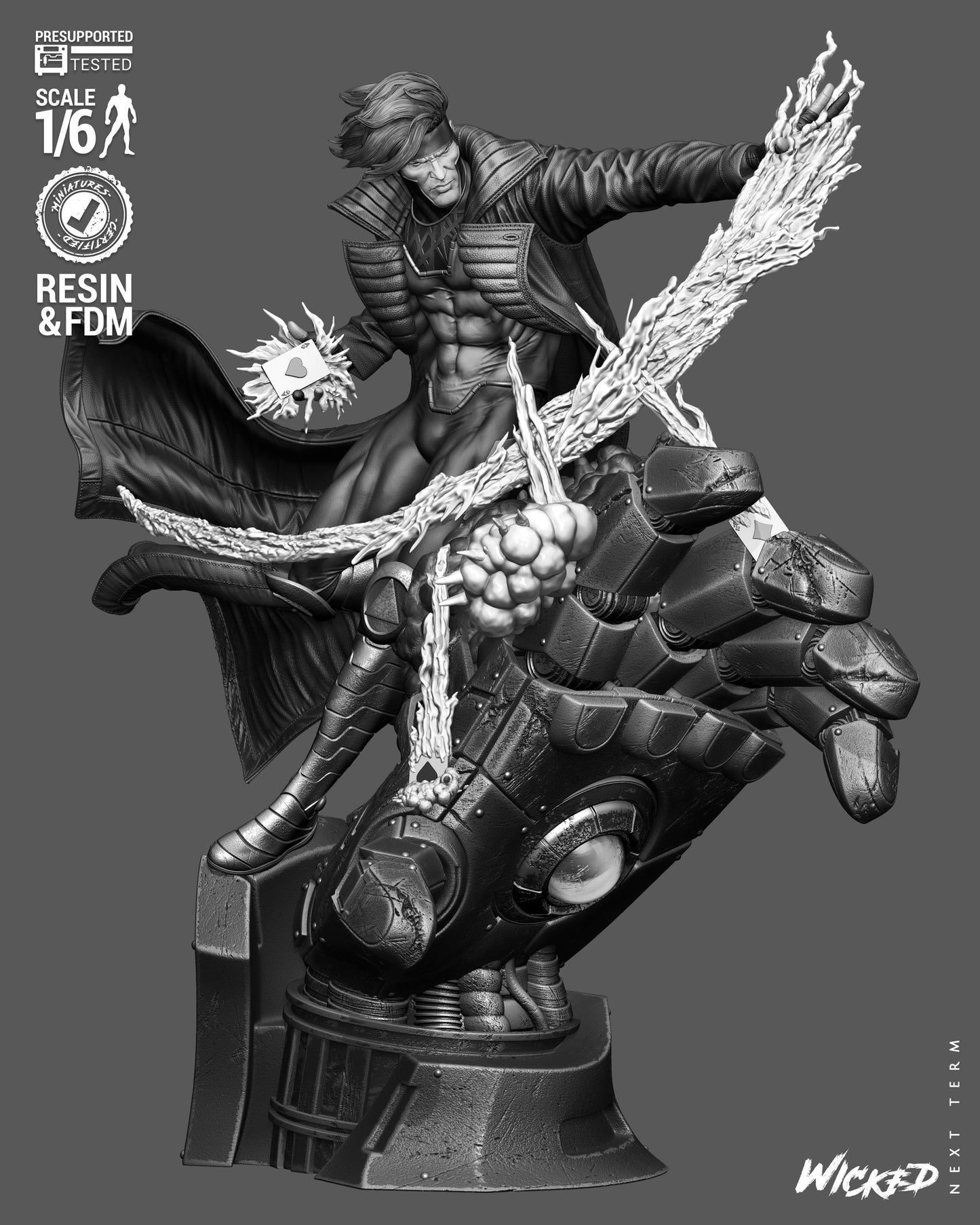 Gambit Sculpture (75mm to 500mm) - Unassembled/Unpainted/3D Print