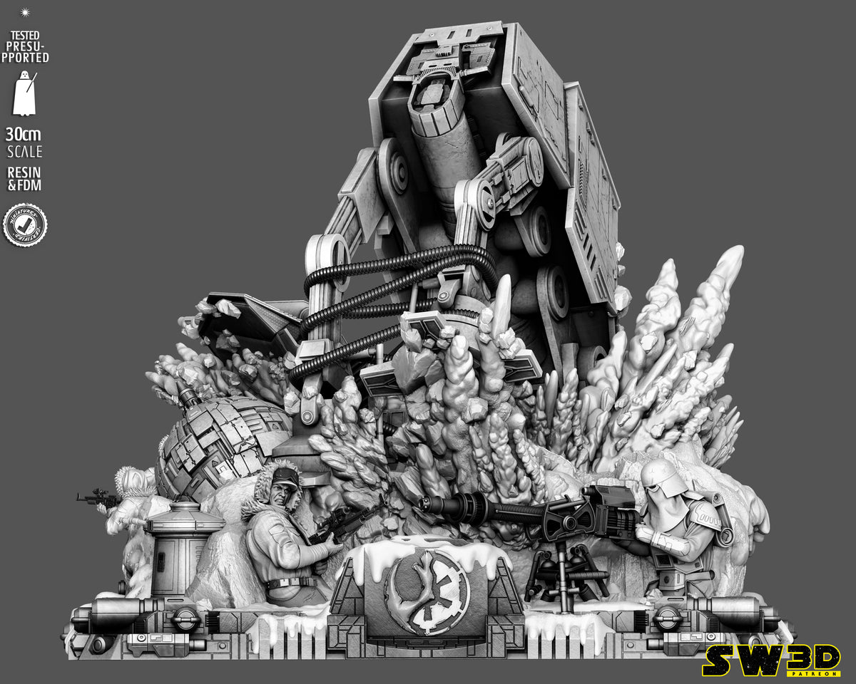 Battle of Hoth Diorama (75mm to 500mm) - Unassembled/Unpainted/3D Print