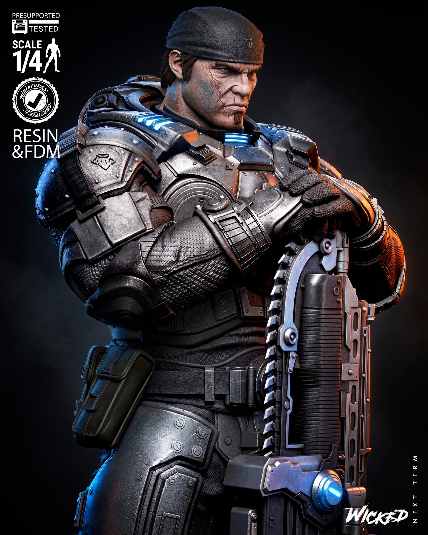 Dominic Santiago Bust (75mm to 300mm) Gear of War - Unassembled/Unpainted/3D Print
