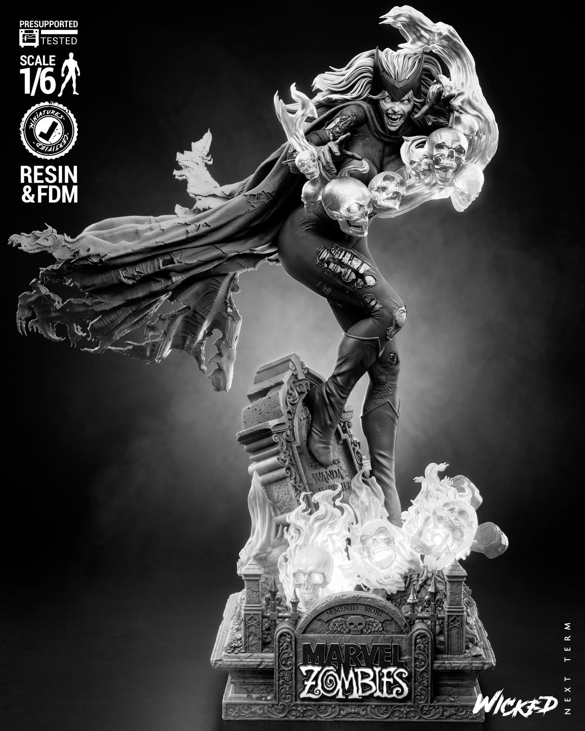 Zombie Scarlet Witch Sculpture (75mm to 500mm) - Unassembled/Unpainted/3D Print