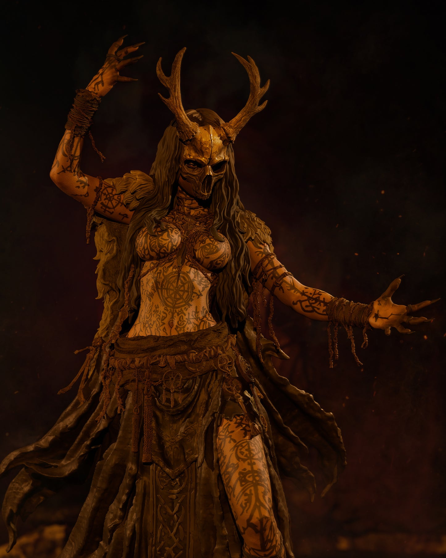 The Norse Witch Sculpture (75mm to 500mm) - Unassembled/Unpainted/3D Print