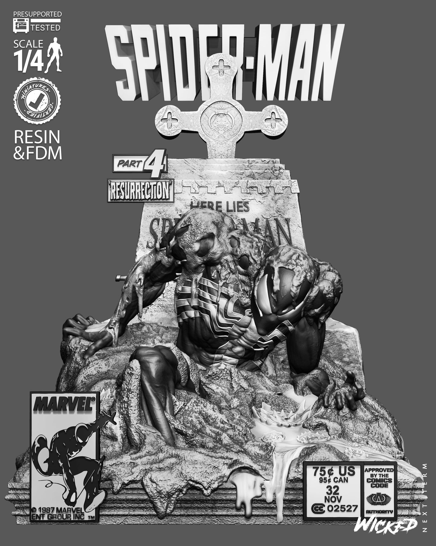 The Last Hunt Spiderman Tomb Bust(75mm to 500mm) - Unassembled/Unpainted/3D Print
