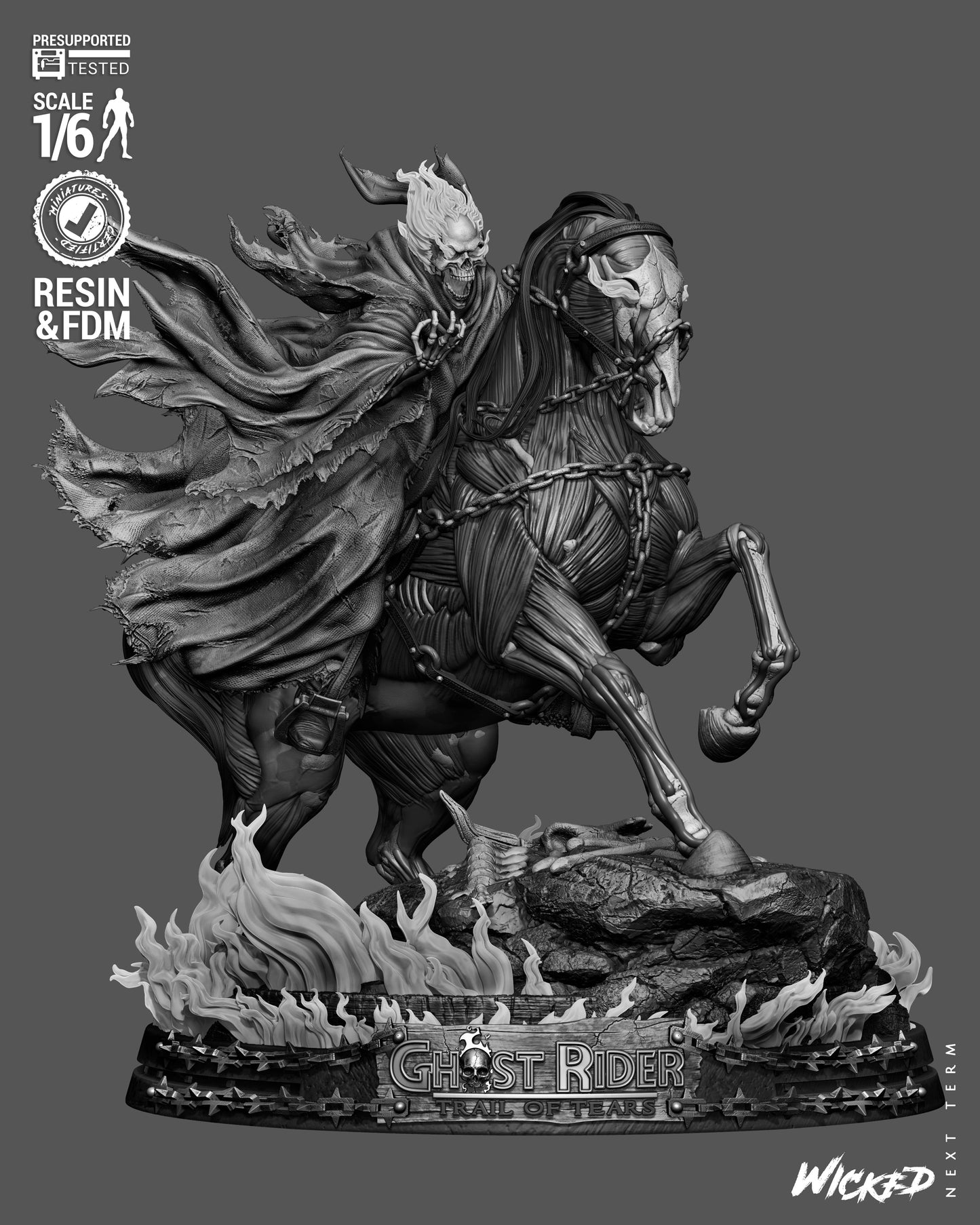 Ghost Rider: Trail of Tears Sculpture (75mm to 500mm) - Unassembled/Unpainted/3D Print