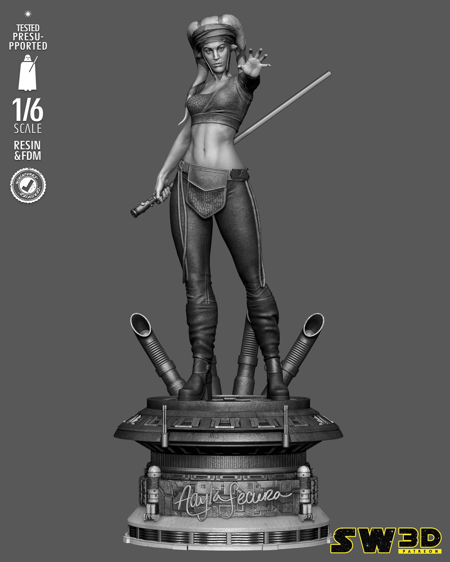 Aayla Secura Sculpture (75mm to 500mm) - Unassembled/Unpainted/3D Print