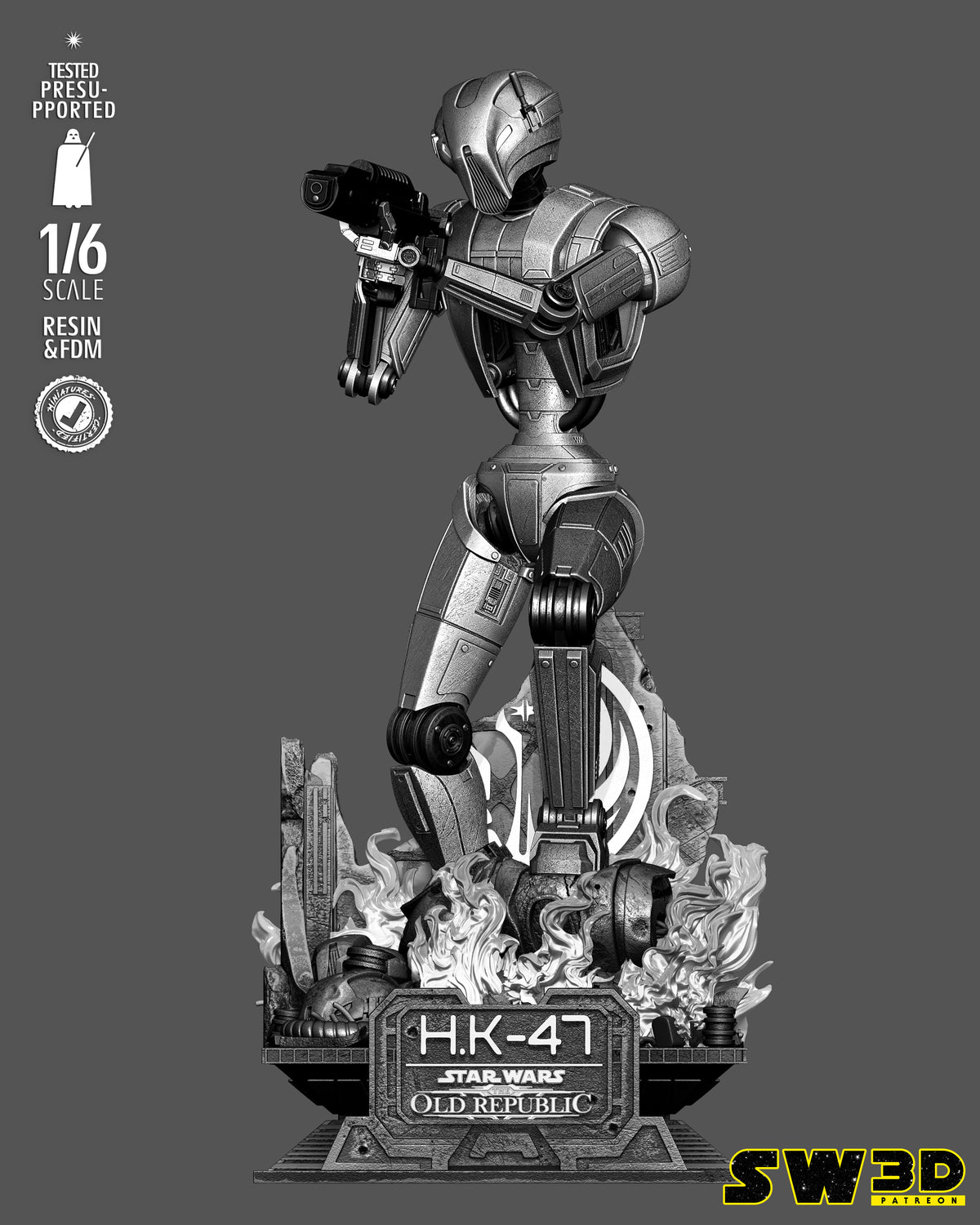 HK-47 Sculpture (75mm to 500mm) - Unassembled/Unpainted/3D Print