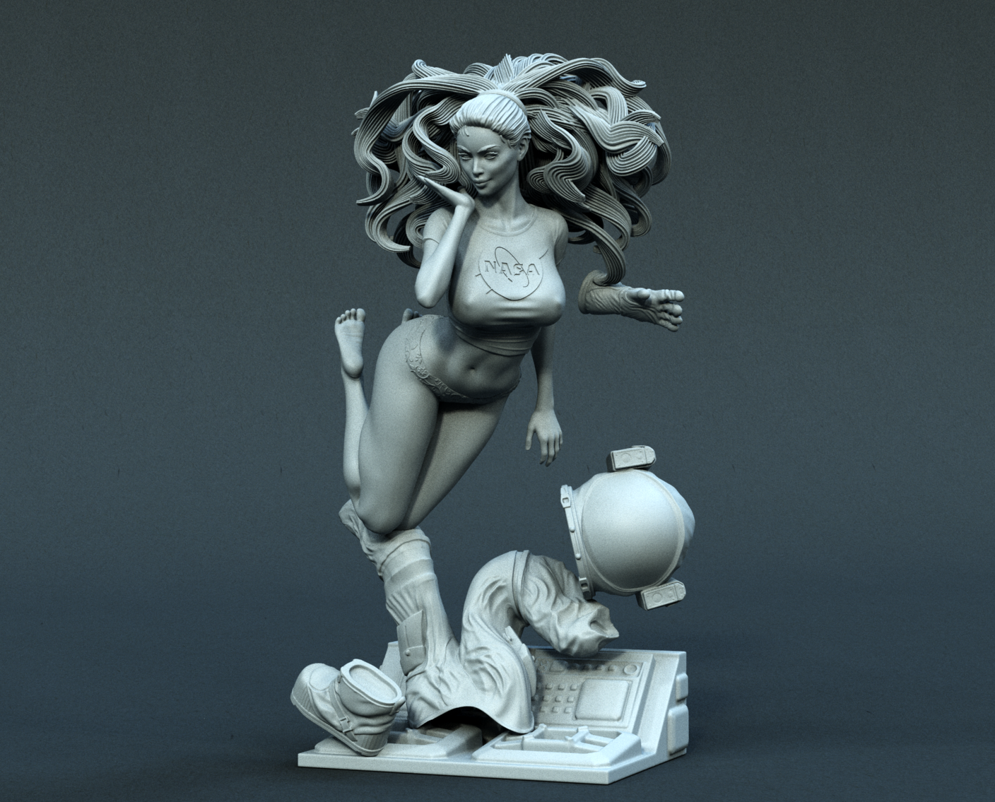 Pin-up astronaut Sculpture (75mm to 500mm) - Unassembled/Unpainted/3D Print