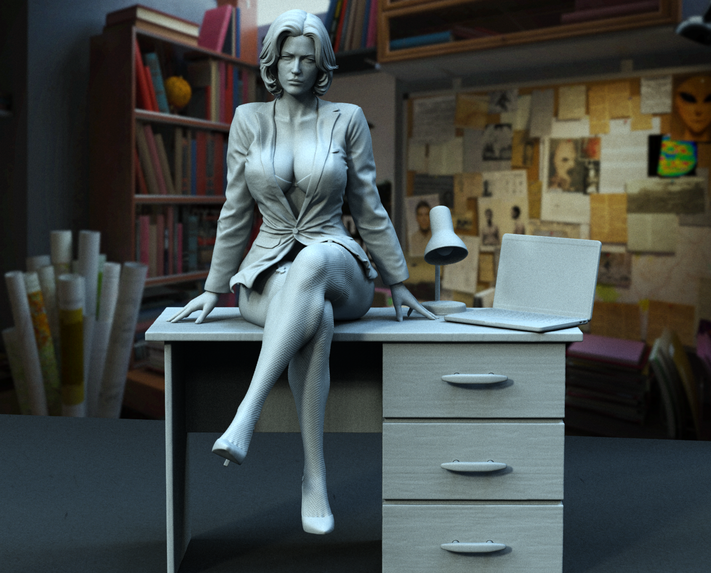 Dana Scully NSFW Sculpture (75mm to 500mm) - Unassembled/Unpainted/3D Print