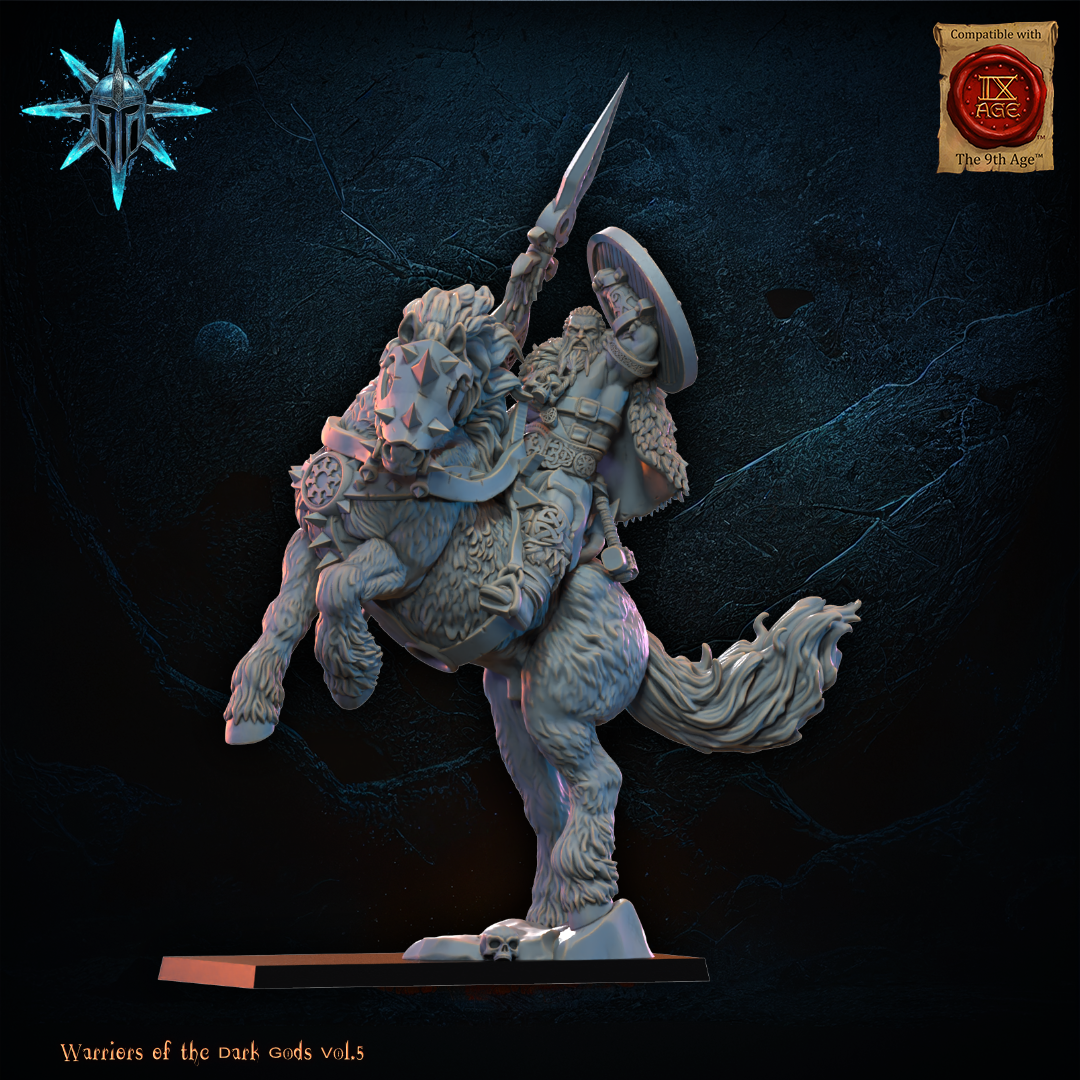 Barbarian Horsemen Hero with axe/spear - TTRPG - Wargaming - Dungeons and Dragons