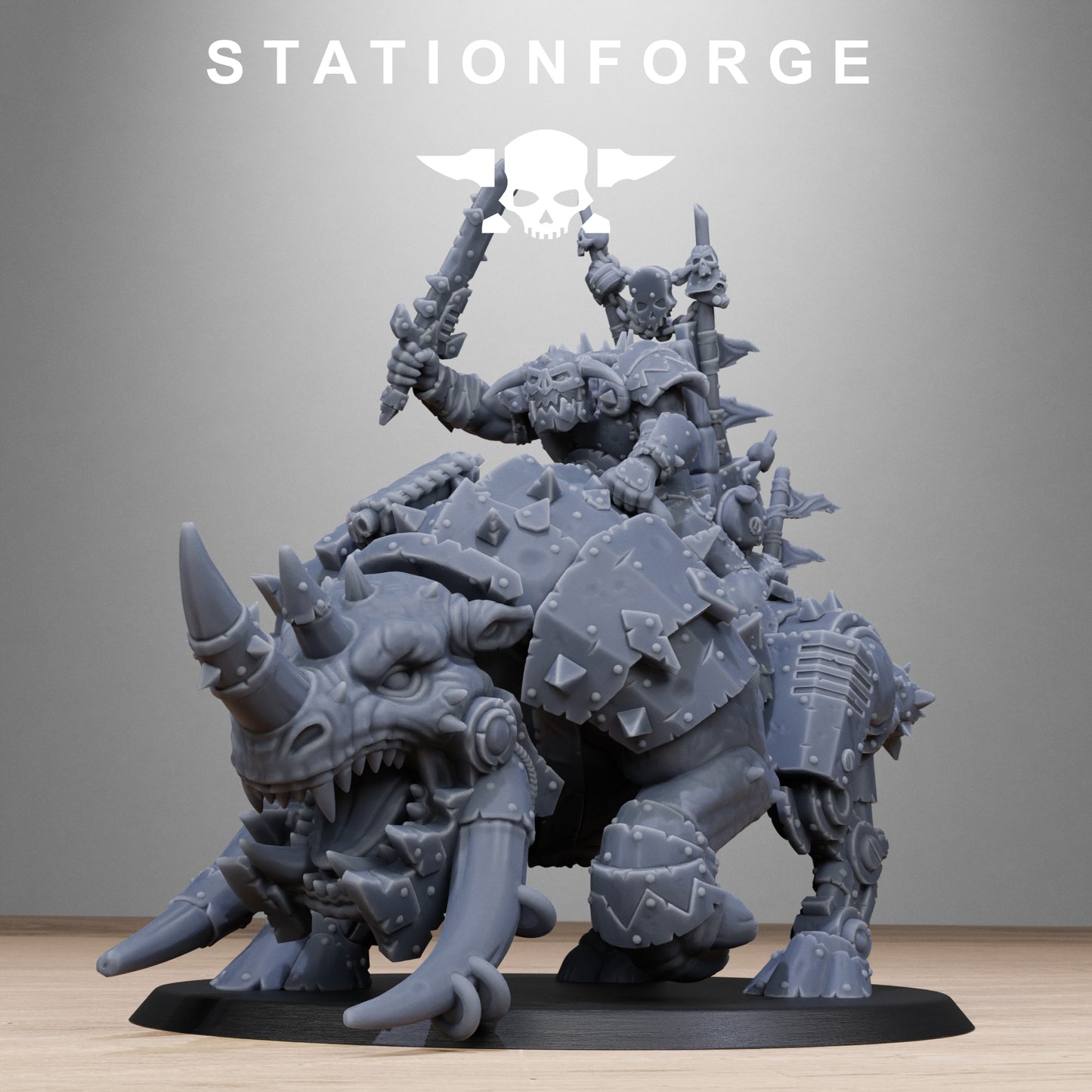 Orkaz Beast-Rider Warlord - by Station Forge -TTRPG - Wargaming - Grimdark