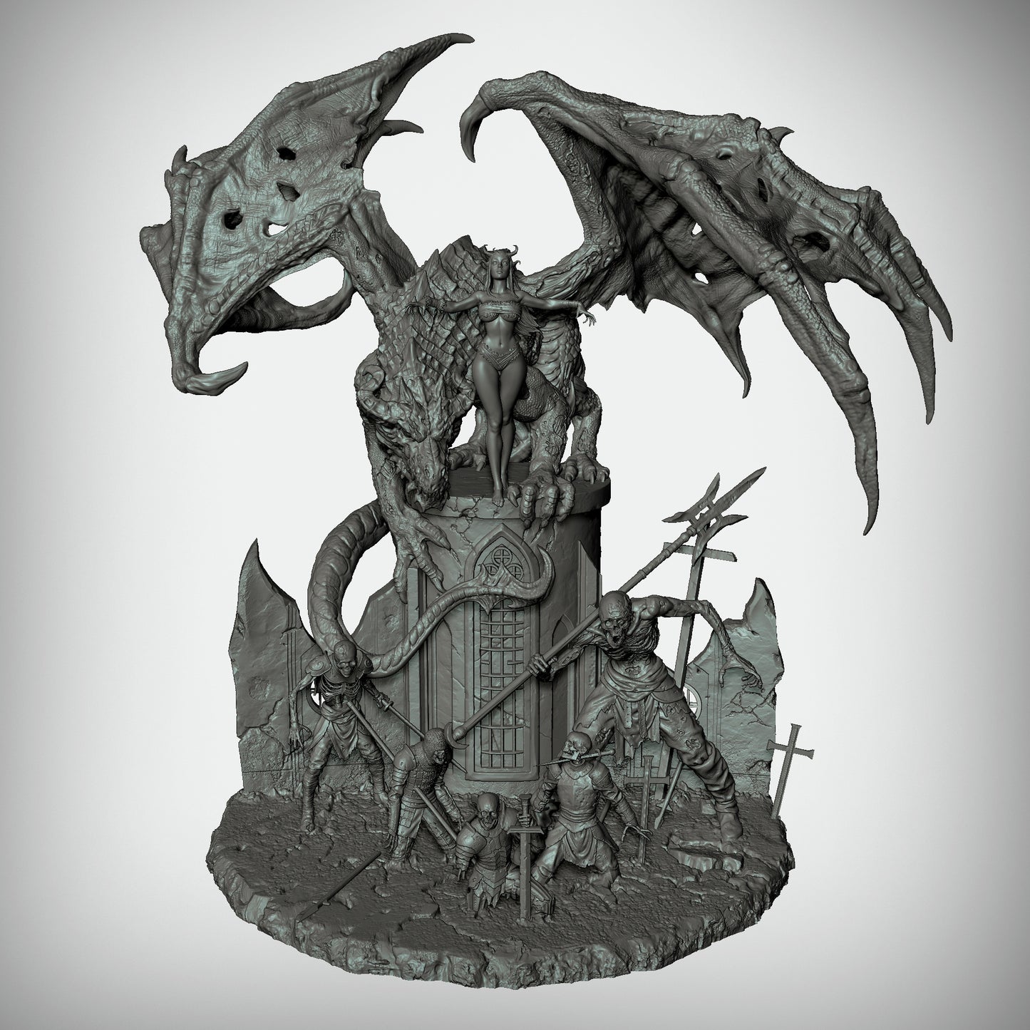 The Necromancer Diorama (75mm to 1000mm) - Unassembled/Unpainted/3D Print