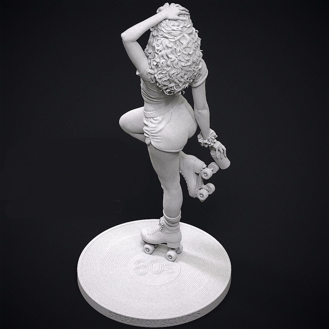 80s Roller Girl Sculpture (75mm to 500mm) - Unassembled/Unpainted/3D Print