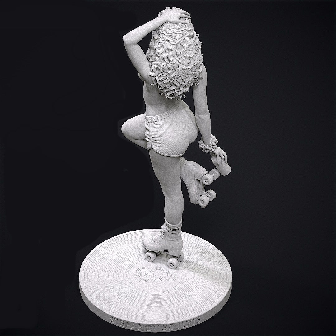 80s Roller Girl NSFW Sculpture (75mm to 500mm) - Unassembled/Unpainted/3D Print