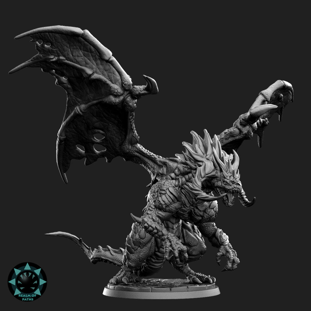 Adult Black Dragon - Dungeons and Dragons - Lord of the Rings - The Hobbit - by Realm of Paths - Tabletop RPG Miniature - Roleplaying 3D Printed Fantasy Mini