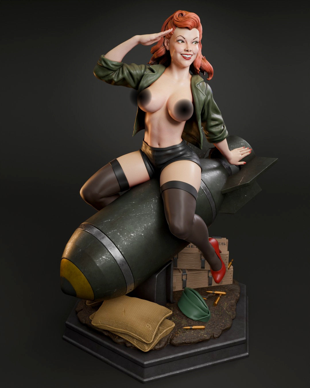 Air Force Bombshell NSFW Sculpture (75mm to 500mm) - Unassembled/Unpainted/3D Print