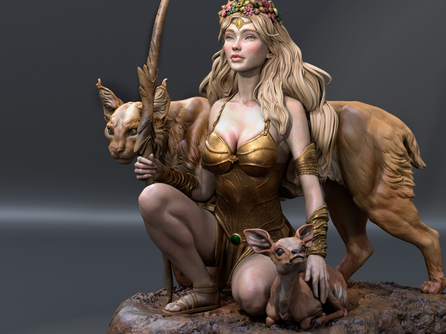 Artemis - Goddess of the Hunt Sculpture - CA_3DArt- Tabletop RPG Miniature - Roleplaying 3D Printed Fantasy Mini
