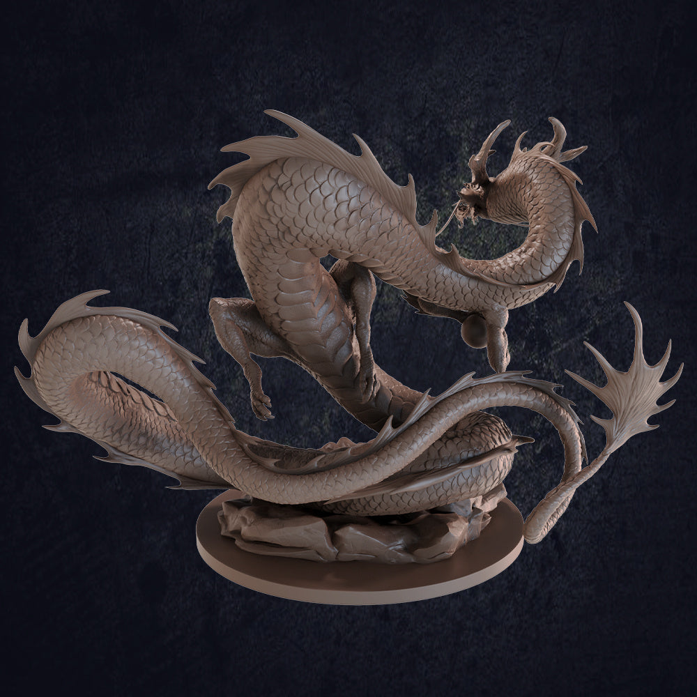Asian Fire Dragon - Dungeons and Dragons - by Dragon Trappers Lodge - Tabletop RPG Miniature - Roleplaying 3D Printed Fantasy Mini