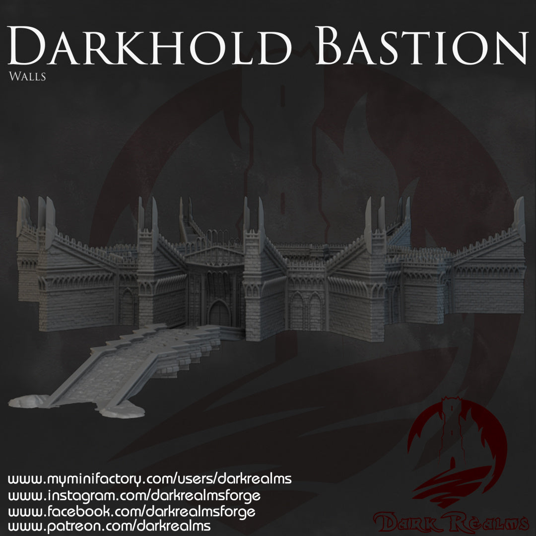 Darkhold Bastion - Walls - Dungeons and Dragons - Lord of the Rings - by Dark Realms - Tabletop RPG Miniature - Roleplaying 3D Printed Fantasy Mini