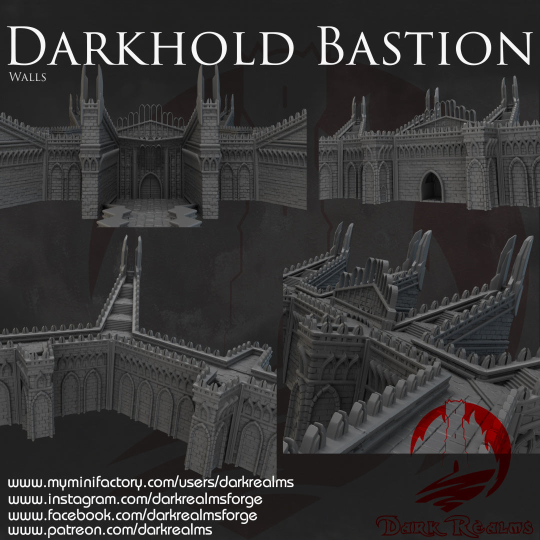 Darkhold Bastion - Walls - Dungeons and Dragons - Lord of the Rings - by Dark Realms - Tabletop RPG Miniature - Roleplaying 3D Printed Fantasy Mini