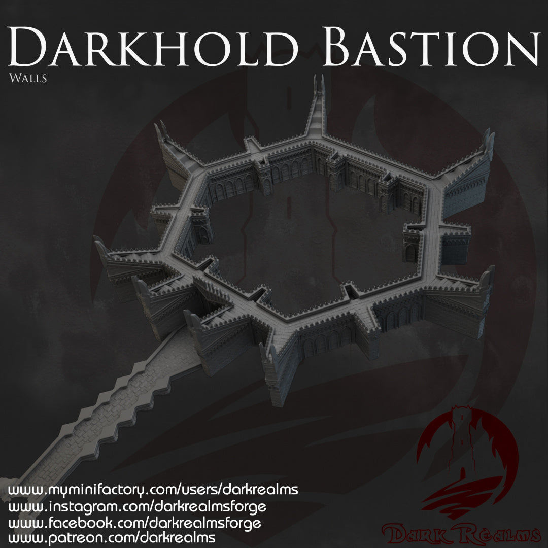 Darkhold Bastion - Walls - Dungeons and Dragons - Lord of the Rings - by Dark Realms - Tabletop RPG Miniature - Roleplaying 3D Printed Fantasy Mini