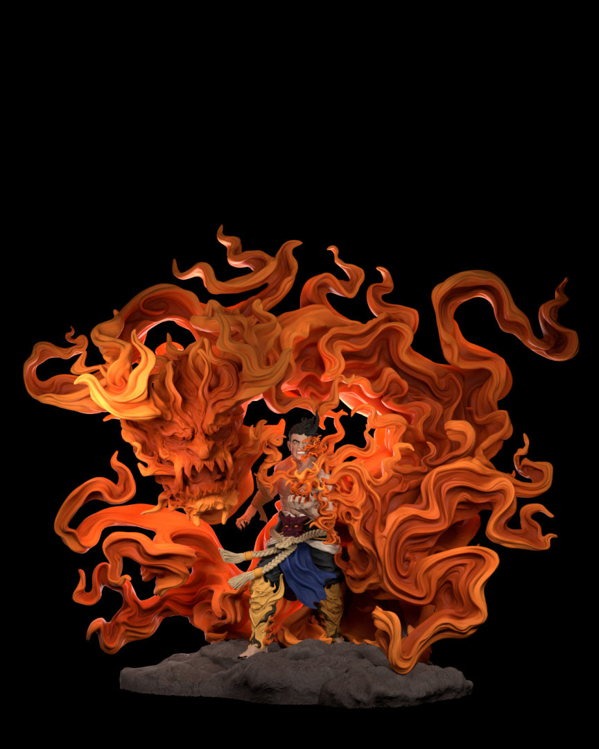 Fire Spirit of a Warrior Mage - by Ethereal Sculpts - Tabletop RPG Miniature - Roleplaying 3D Printed Fantasy Mini