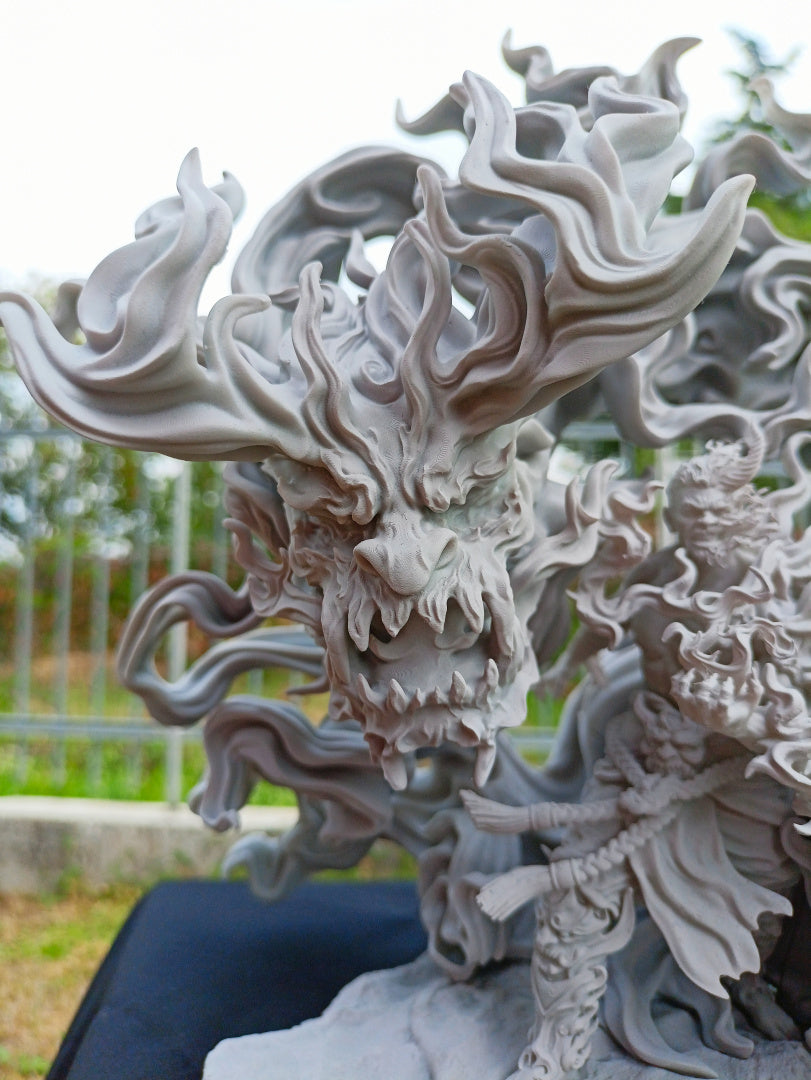 Fire Spirit of a Warrior Mage - by Ethereal Sculpts - Tabletop RPG Miniature - Roleplaying 3D Printed Fantasy Mini