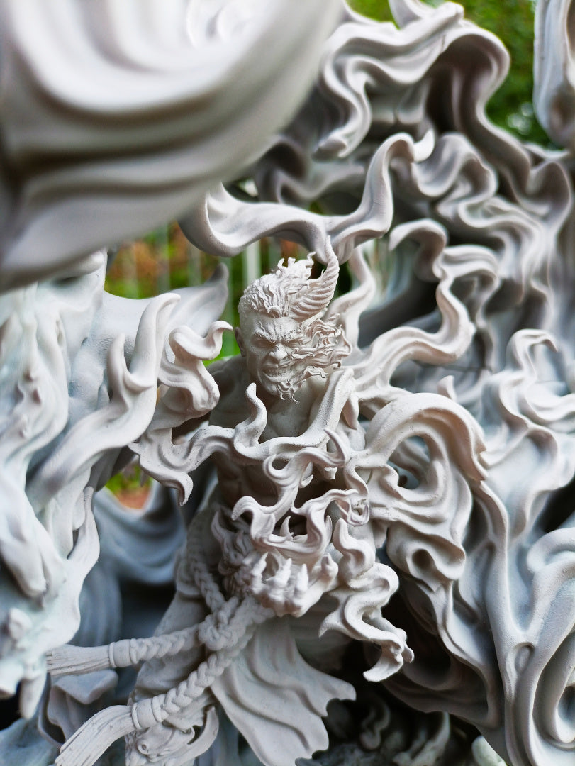 Fire Spirit of a Warrior Mage - by Ethereal Sculpts - Tabletop RPG Miniature - Roleplaying 3D Printed Fantasy Mini