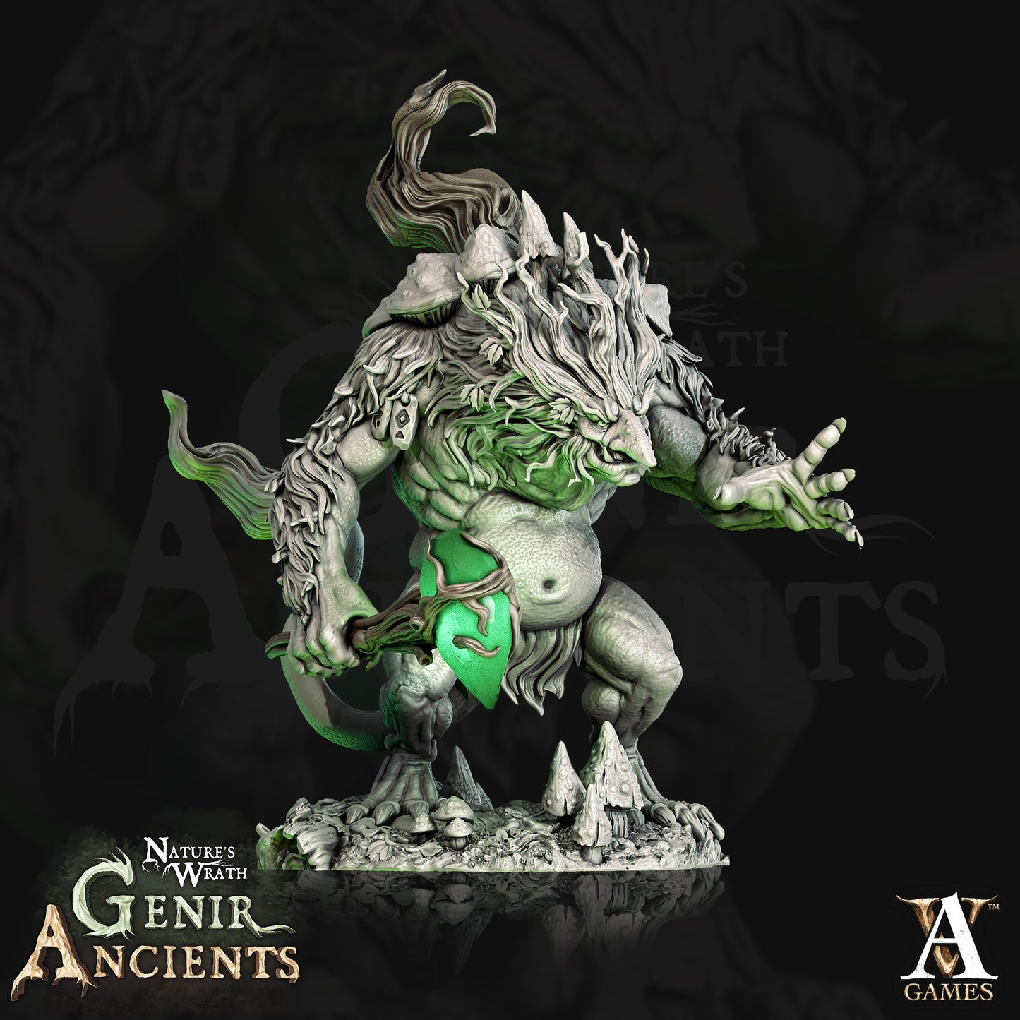 Genirheart Trolls - Forest Troll with Staff - Dungeons and Dragons - by Archvillain Games- Tabletop RPG Miniature - Roleplaying 3D Printed Fantasy Mini