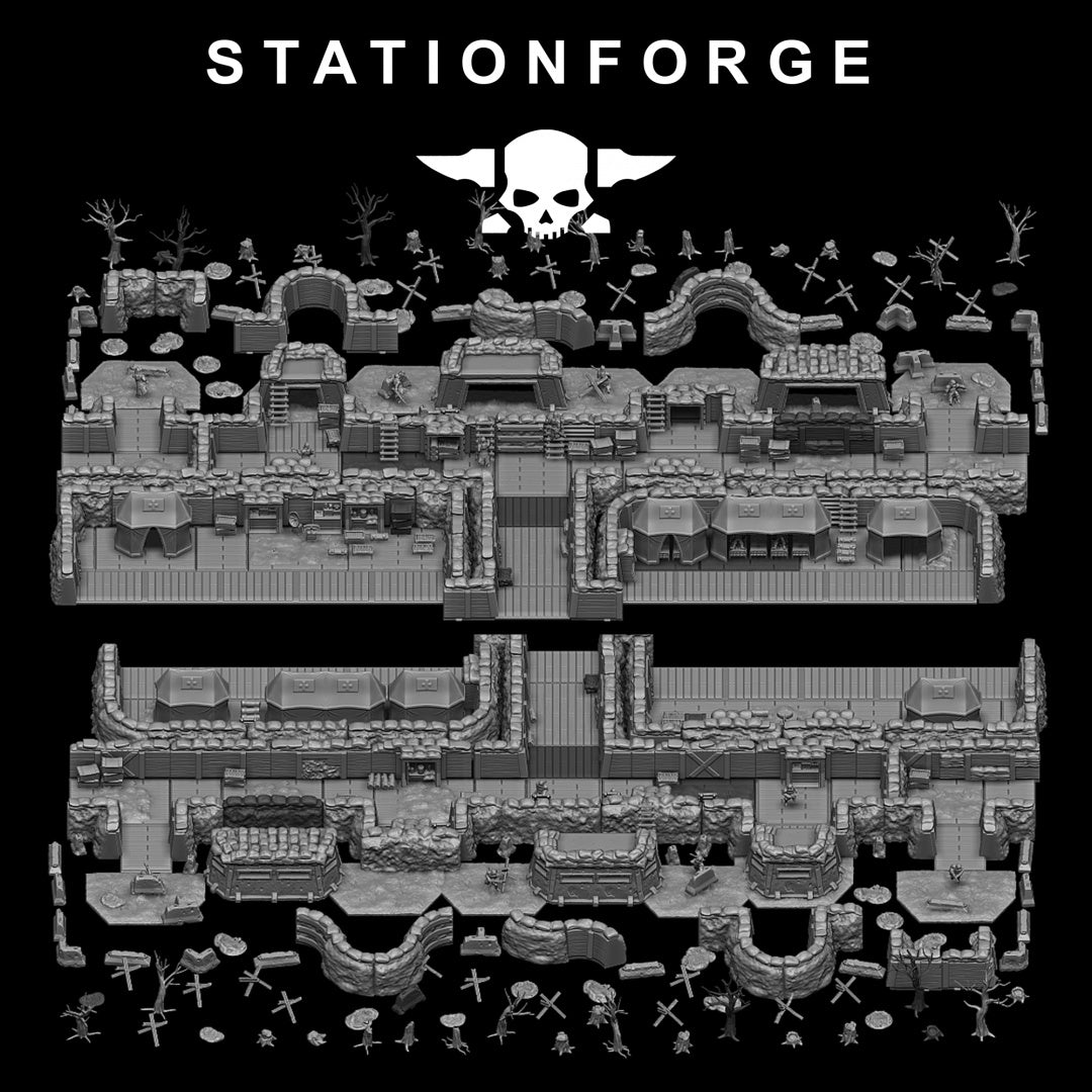 GrimGuard Trench Terrain - Compatible with Warhammer 40K - by Station Forge - Tabletop RPG Miniature - Roleplaying 3D Printed Fantasy Mini