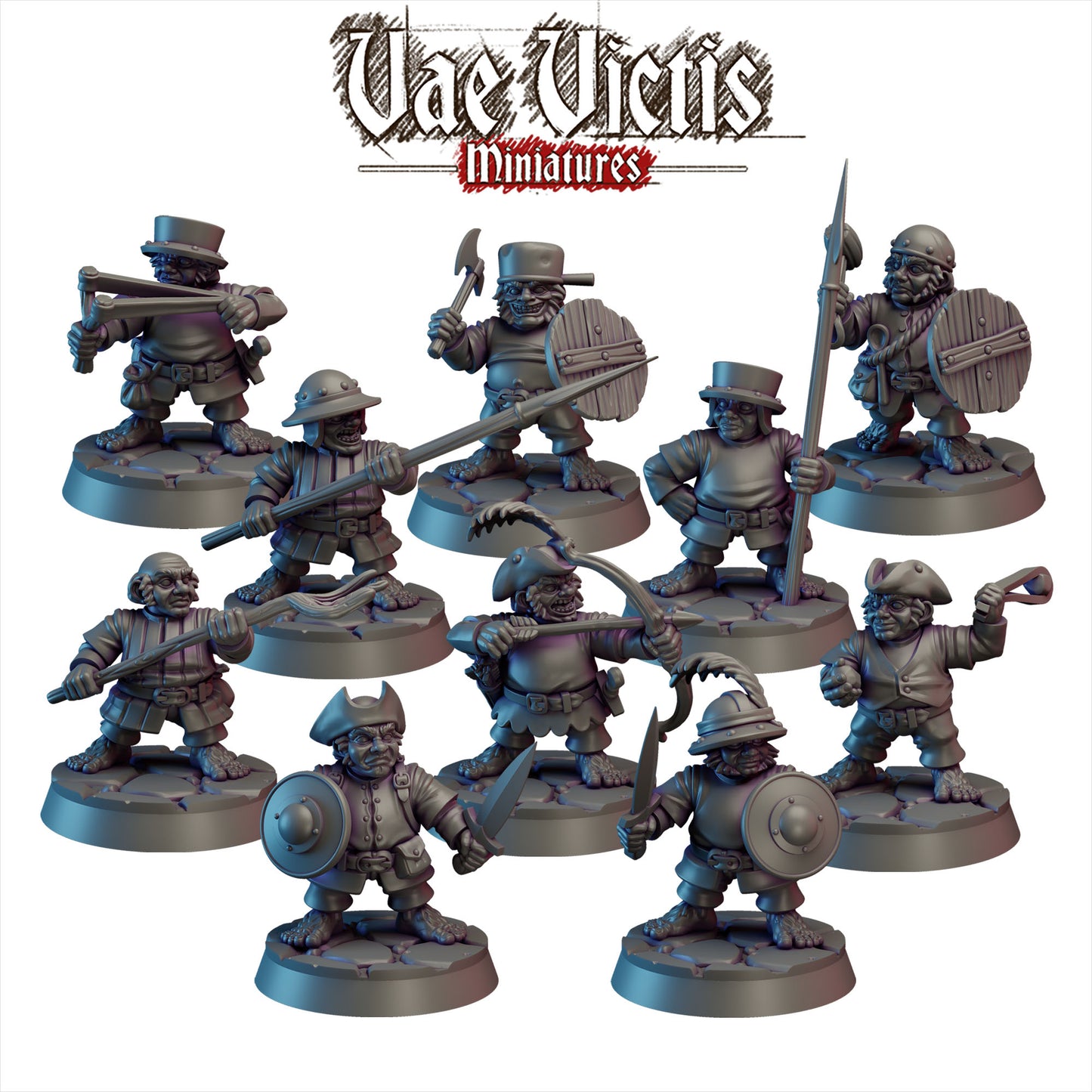 Halflings Warband - Lord of the Rings - Compatible with Warhammer 40K - by Vae Victis Miniatures- Tabletop RPG Miniature - Roleplaying 3D Printed Fantasy Mini
