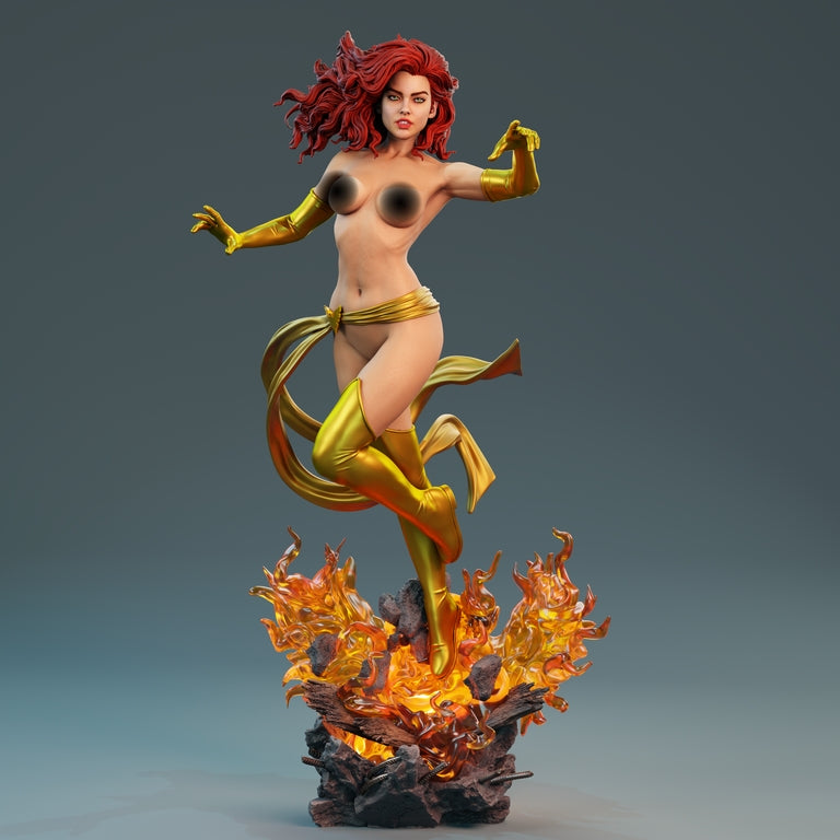 Jean Gray Phoenix NSFW Sculpture (75mm to 500mm) - Unassembled/Unpainted/3D Print