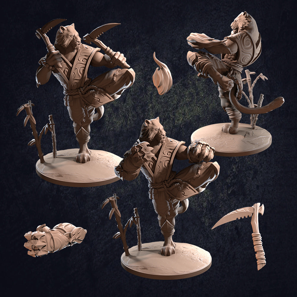 Kai Catfolk Monk - Dungeons and Dragons - by Dragon Trappers Lodge - Tabletop RPG Miniature - Roleplaying 3D Printed Fantasy Mini