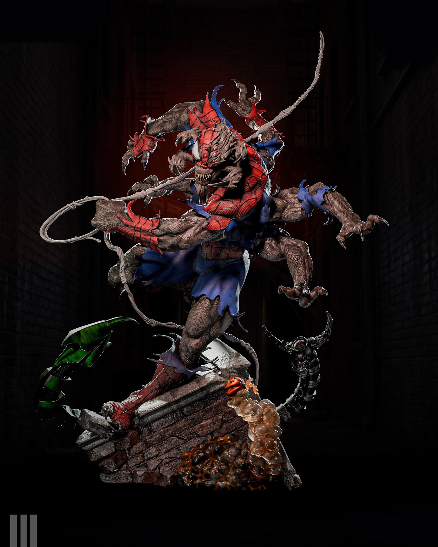 Man-Spider Sculpture (75mm to 500mm) - Unassembled/Unpainted/3D Print