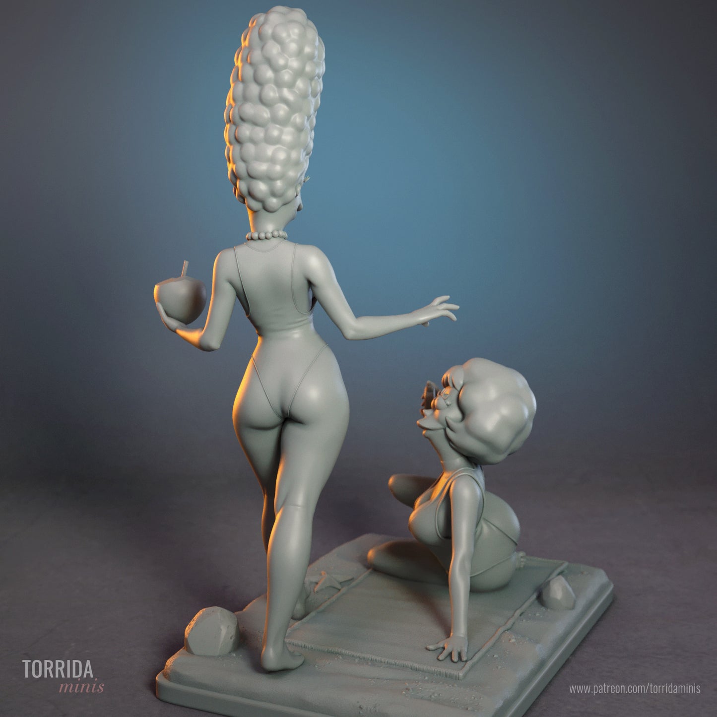 Marge Simpson and Maude Flanders Diorama (75mm to 500mm) - Unassembled/Unpainted/3D Print