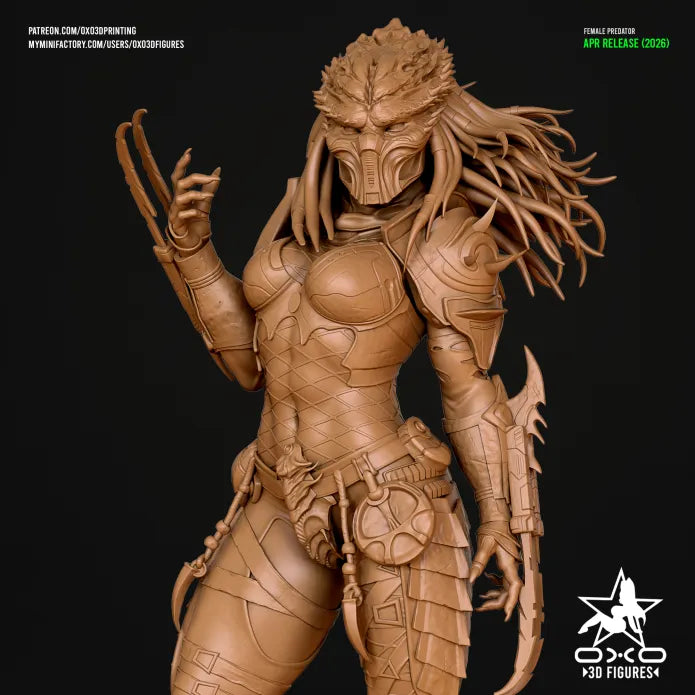 Female Predator Sculpture (75mm to 500mm) - Unassembled/Unpainted/3D Print