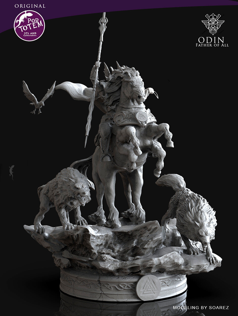 Odin and Sleipnir Sculpt by Dungeons and Dragons - Tabletop RPG Miniature - Roleplaying 3D Printed Fantasy Mini