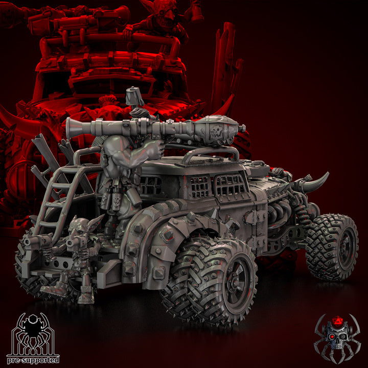 Orkz Hottruck - Compatible with Warhammer 40K - by EightLegged Miniatures - Tabletop RPG Miniature - Roleplaying 3D Printed Fantasy Mini
