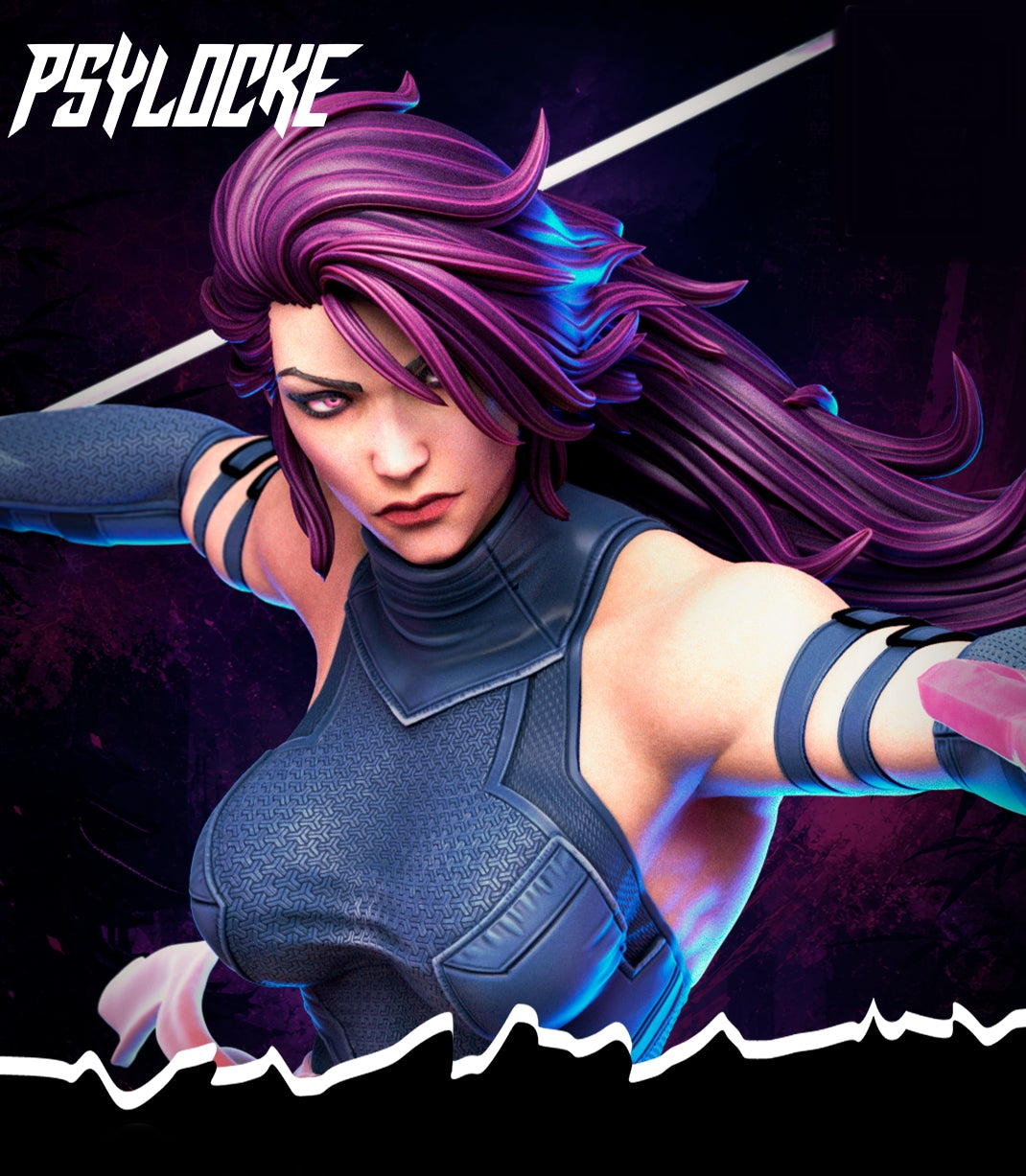 Psylocke Sculpture (75mm to 500mm)- Unassembled/Unpainted/3D Print